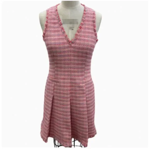 NWT Cinq a Sept Matilda Tweed Matilda Mini Dress Sz2/4/6 Sugar Coral Pink Blush